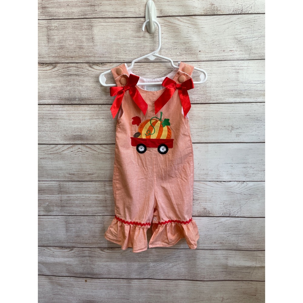 EXCELLENT CONDITION LIL CACTUS FALL/THANKSGIVING/HALLOWEEN APPLIQUED ROMPER
